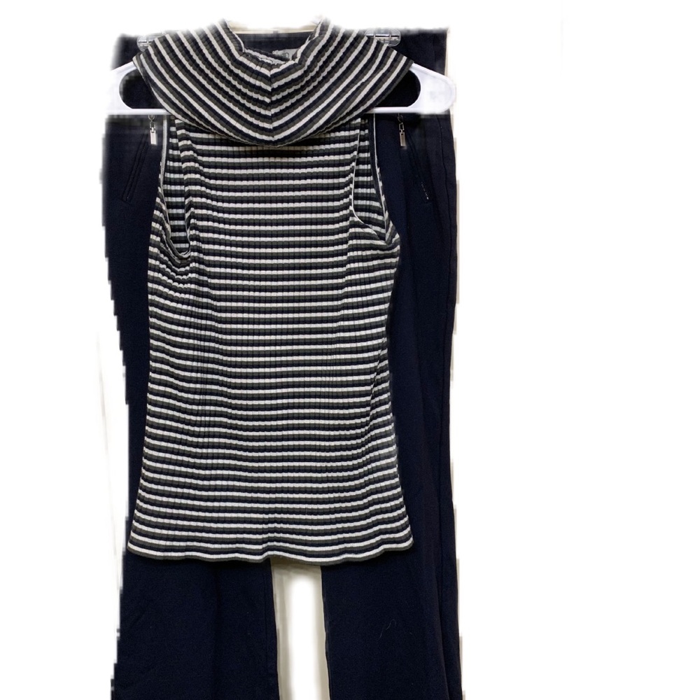 Cato Blue, and gray striped turtleneck, pants